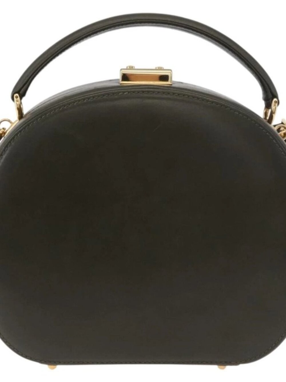 GUCCI Hand Bag Leather 2way Khaki Gold Auth
